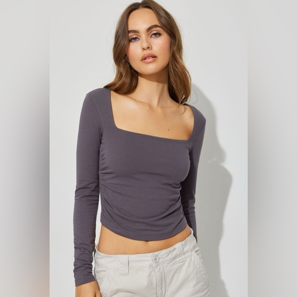 Garage Open-Back Grey Crop Top - Picture 2 of 9